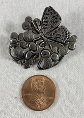 Artisan MASJ Maureen Ann Story Jones Silver Plated Pewter Butterfly Brooch
