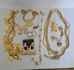 Vtg & Modern Goldtone & Other Jewelry Lot Necklaces Earrings More Lot