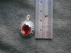 United States Army Vintage Silvertone & Red Stone Bracelet Charm Pendant 3.3g