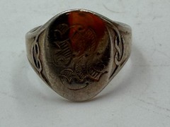 Vintage Sterling Silver Ring Boy Scouts BSA Signet Knot Monogram Size 6 1949