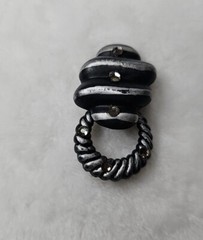 VTG Jeff Lieb Clip Earrings Blk/Silver Rhinestone One Of A Kind Custom Handmade