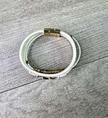 Double Circle Leather Wrap Bracelets Trendy Boho Cuff Bracelet Beads Rhinestone