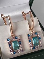 Vintage 1990-s 14 Ct Rolled Gold Aquamarine Zircons Earrings – Hallmarked 585 RG