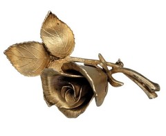 Vintage Coro Rose Brooch Gold Tone Floral Pin Mid Century Signed Gold Plated