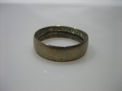 925 Sterling Antique 1942 Australia Shilling Ring Band Size 3.75