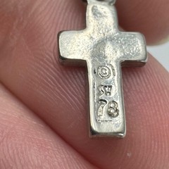 Cross Pendant Charm Silver Tone Turquoise Chip Inlay Religious Waldeck Johnson