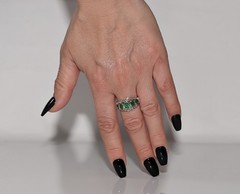 Antique 14k Gold Top Silver Natural Rose Cut Diamond And Emerald Ring