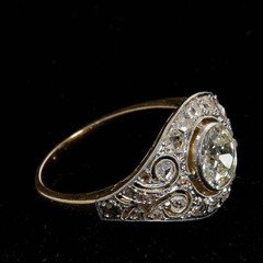 Art Deco 2.50 Ct White Diamond Vintage Engagement Ring 14K Yellow Gold Plated