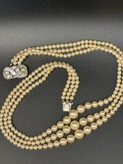 Vintage 3 Stranded Faux Pearl Necklace, Very Delicate, Light And Lovely!