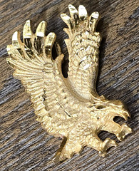 2pc Vintage Flying Eagle Gold Plated Pewter Pendant Lot Mens Biker EXCELLENT