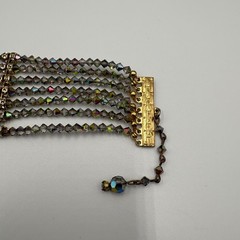 Vtg. 7 Std. Choker Dark Aurora Borealis Crystal Faceted Glass Beads/Rhinestones