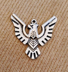 VINTAGE SILVER THUNDERBIRD ? EAGLE ? PENDANT PLATED? PEWTER? 60s ESTATE 1.5″