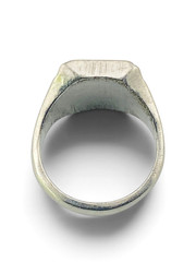 Vintage Steel Signet Ring Monogram LPM Hand Engraved Size 9.25
