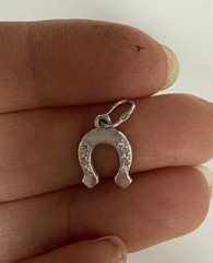 925 Sterling Silver CZ Horseshoe Good Luck Mini Charm Pendant New