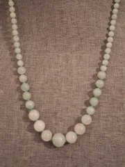Jade/aventurine icy green gemstone graduated necklace, individually knotted