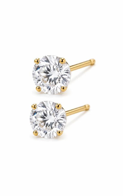 14K AU585 Gold Mini Zircon Stud Earrings Vintage 2mm Pairs