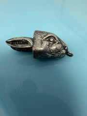 Vintage Bunny Rabbit Hare Head Good Luck Sterling Silver For Foot Charm 2.6g