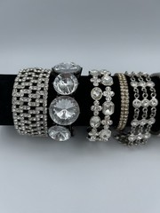 Vintage Rhinestone Crystal Sparkle Bracelets Lot Of 11 Various Styles