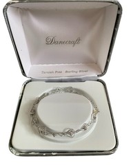 Danecraft Vintage 925 Sterling Silver Hearts Link Bracelet 7in