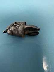 Vintage Bunny Rabbit Hare Head Good Luck Sterling Silver For Foot Charm 2.6g