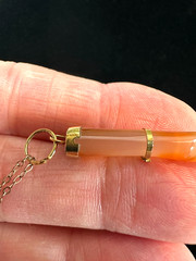 Vintage CARNELIAN FIGA Hand Pendant on GOLD FILLED Chain Good Luck Charm