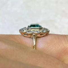 4.54Ct Vintage Art Deco Asscher Lab Created Emerald Wedding 14K Gold Finish Ring