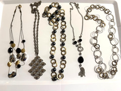 Mixed Metal Vintage Costume Necklace Lot Grunge Goth Retro Chain Spheres Pendant