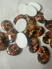 18×13 Mm (Vintage) Plexi Round FlatBack Love Scenes ) 30 Pcs