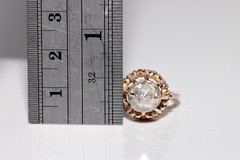 Antique Circa 1900s 18k Gold Natural Rose Cut Diamond Solitaire Ring