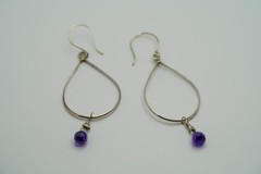 Vintage Sterling Silver Amethyst Dangle Earrings 7.2cm