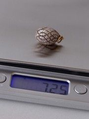 Vintage Soviet Era c.1990 Fully Pavé Enamel Egg Pendant 18k 750 Gold 960 Silver