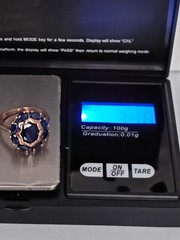 Vintage 1990-s 14 Ct Rolled Gold Sapphire Ring Size UK Q US 8- Hallmarked