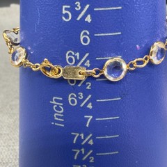 Vintage Swarovski Bracelet Crystal Station Bezel Set Gold Tone Chain Size 6.5
