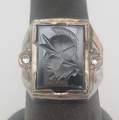 Vintage Refurbished Men’s 1/30 14K RGP Hematite Intaglio Cameo Ring Sz 9