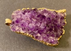 VINTAGE AMETHYST NATURAL CRYSTALS PENDANT / BOLO CLIP ~ BRUTALIST ~ Australia