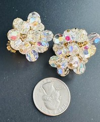Vintage JULIANA D&E Pin and Earrings With Aurora Borealis Rhinestones BOOK PIECE