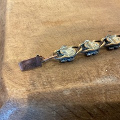 Antique Bronze-Toned Bracelet Filigree Flowers Victorian Style Size 6.75” RARE