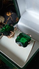 Vintage 1990″”s 14 Ct Rolled Gold Large Emerald Earrings-Hallmarked 585 RG.!