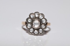 New Made 14k Gold Top Silver Natural Rose Cut Diamond Decorated Ring