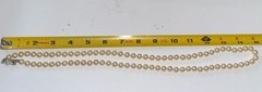 Faux Pearl Necklace Hand Knotted Cream Pearls 32″ Silver Tone & Diamanté Clasp