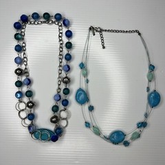 H7 Lot Blue Green Turquoise Aqua Resin Acrylic Lucite Silver Chains Lane Bryant