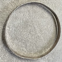 VINTAGE DECO DANECRAFT Motif DOUBLE HEART STERLING 925 unsigned BANGLE BRACELET