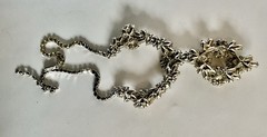 Vintage Signed Trifari Necklace Yellow Blue Clear Gray Rhinestones Flower Drop