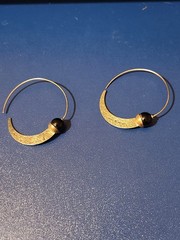 Sterling Silver Onyx Hoop Earrings