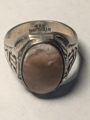 Vintage Clark & Coombs Sterling Silver Art Deco Men’s Signet Agate Ring