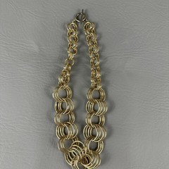 Vintage Link Statement Necklace Gold Tone Multi Ring Toggle Clasp 16.5″