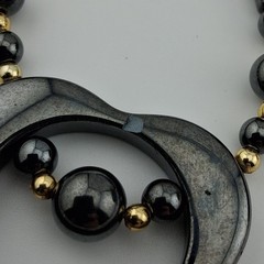 Lot of 2 Vintage Hematite Bead Necklaces Pendants 17, 18″