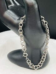 Vintage Sterling Silver Starter Charm Bracelet 6mm Double Link Chain 7.25”