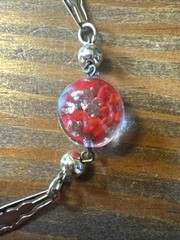 Vintage Murano Style Venetian Art Glass Necklace Red Encased Glass Beads Italy