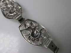 Vintage Danecraft Sterling Silver 925 Art Nouveau Floral Repousse Panel Bracelet